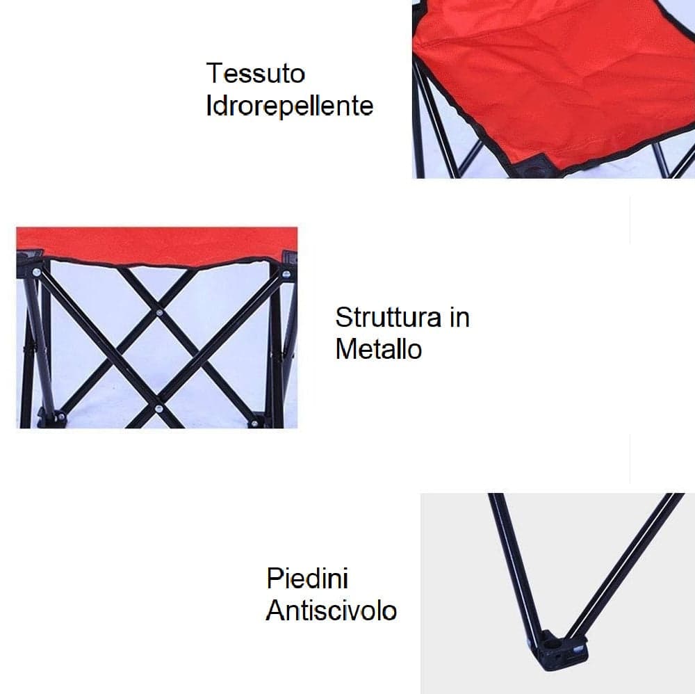 2 x Sedia Pieghevole Campeggio Salvaspazio con Borsa, Mare Giardino Pesca Rosso in Sedie Danyx - Casoria, commercioVirtuoso.it