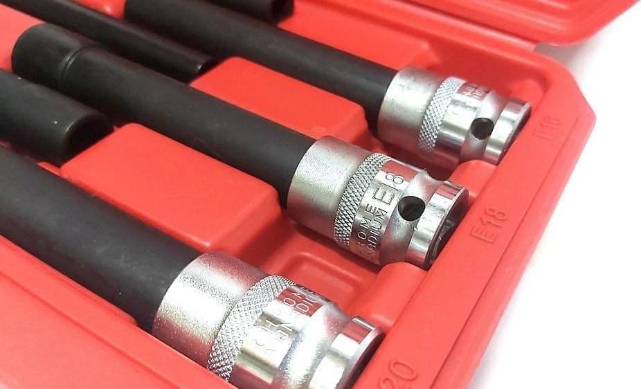 BUSSOLA CHIAVI TORX FEMMINA SET LUNGHI E10-E20 TESTA CILINDRO ATTACCO 1/2 QUADRO in prodotto Trade Shop italia - Napoli, commercioVirtuoso.it