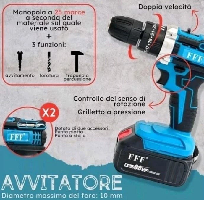 Kit 3 in 1 Trapano Avvitatore + Avvitatore a Impulsi + Smerigliatrice a Batteria in prodotto Zencoccostore - Formia, commercioVirtuoso.it
