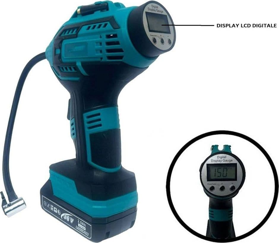 COMPRESSORE ARIA PORTATILE DOPPIA BATTERIA LITIO 36 V DIGITALE RUOTE AUTO MOTO in Compressori portatili Trade Shop italia - Napoli, commercioVirtuoso.it