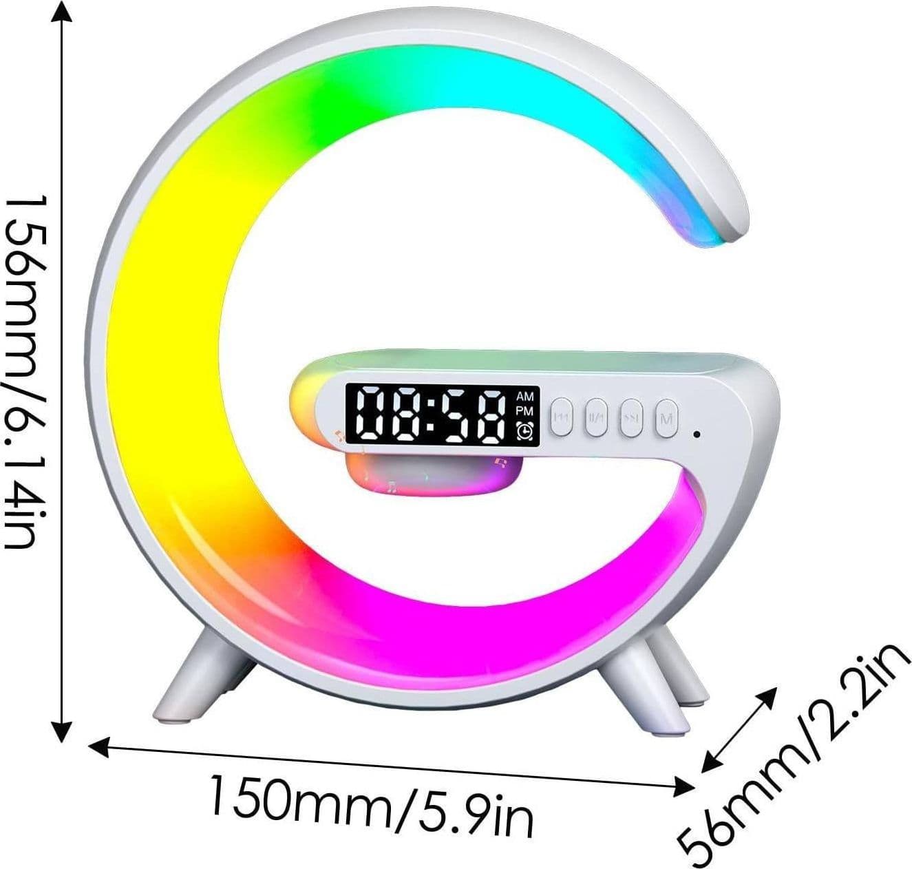 LAMPADA A FORMA DI G MULTICOLOR CON CASSA SPEACKER E CARICABATTERIA AD INDUZIONE in Lampade da tavolo e abat-jour Trade Shop italia - Napoli, commercioVirtuoso.it