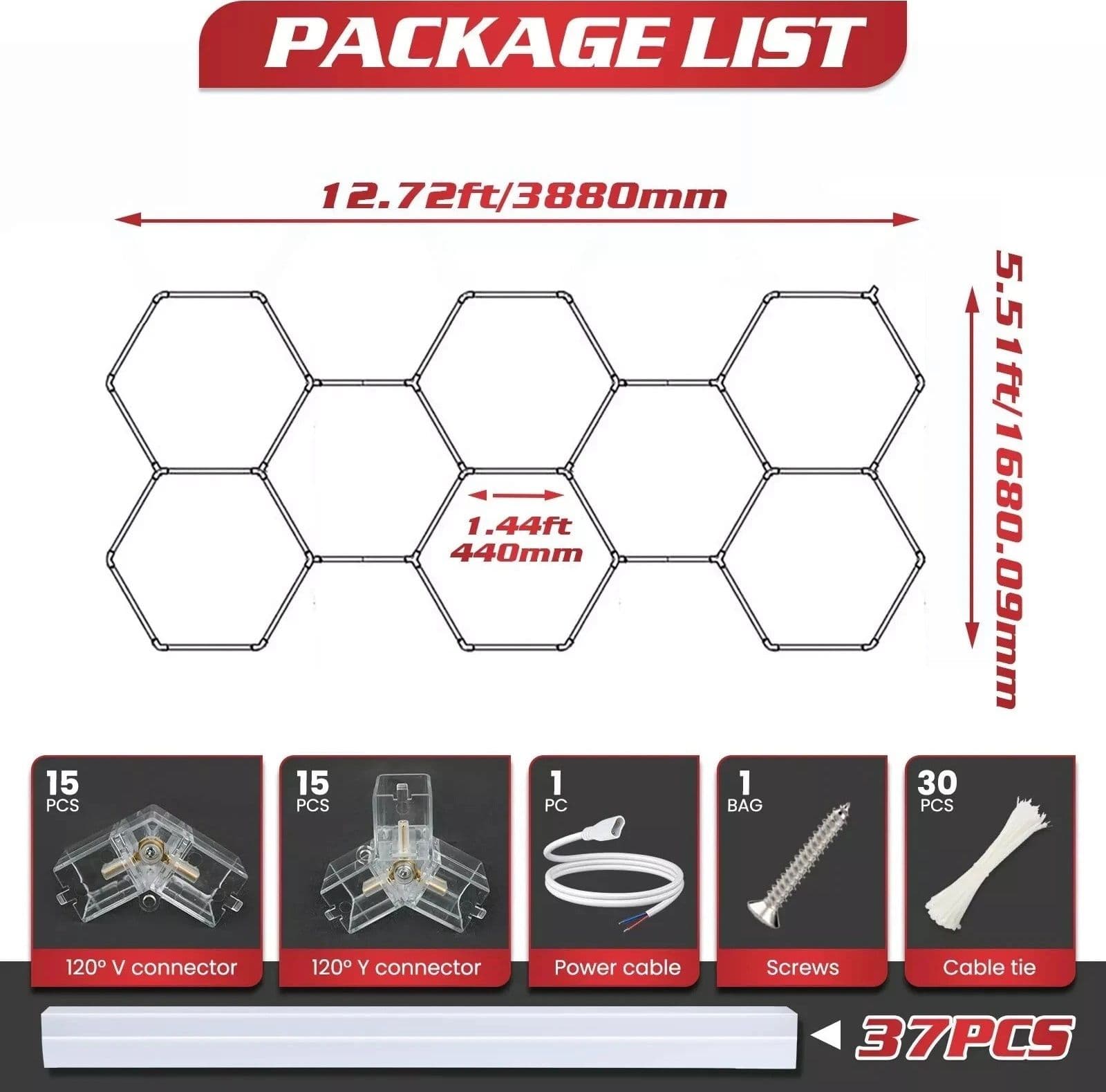 Luci Hexagon LED 210W Garage 8 Luce esagonale del negozio con bordo per workshop in prodotto Zencoccostore - Formia, commercioVirtuoso.it