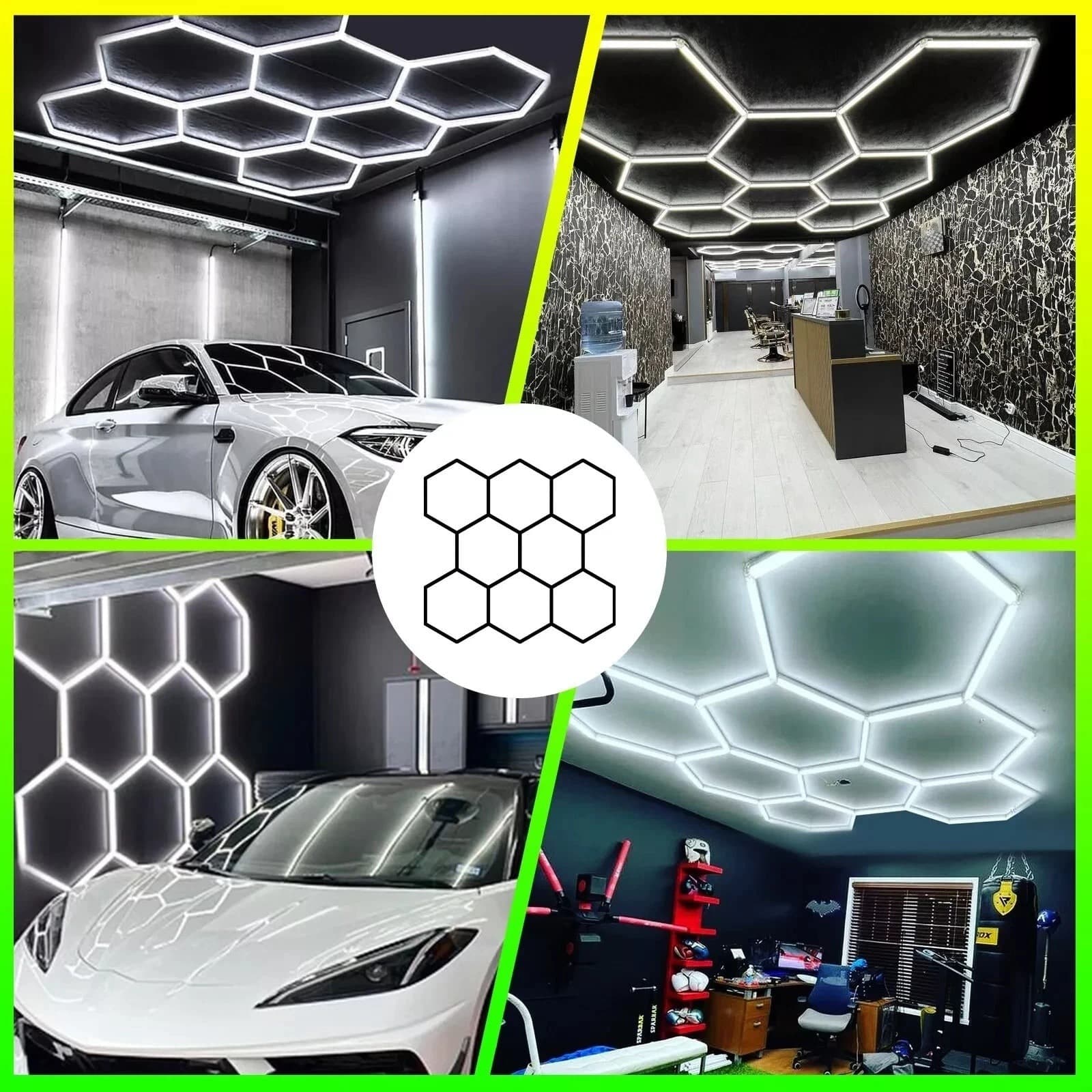Luci Hexagon LED 210W Garage 8 Luce esagonale del negozio con bordo per workshop in prodotto Zencoccostore - Formia, commercioVirtuoso.it