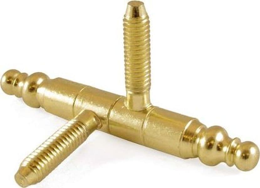 2 PEZZI - CERNIERE TORNITE CON TESTINA "ANUBA" D. 16mm OTTONATE