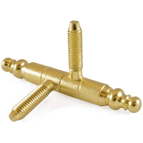 2 PEZZI - CERNIERE TORNITE CON TESTINA "ANUBA" D. 16mm OTTONATE
