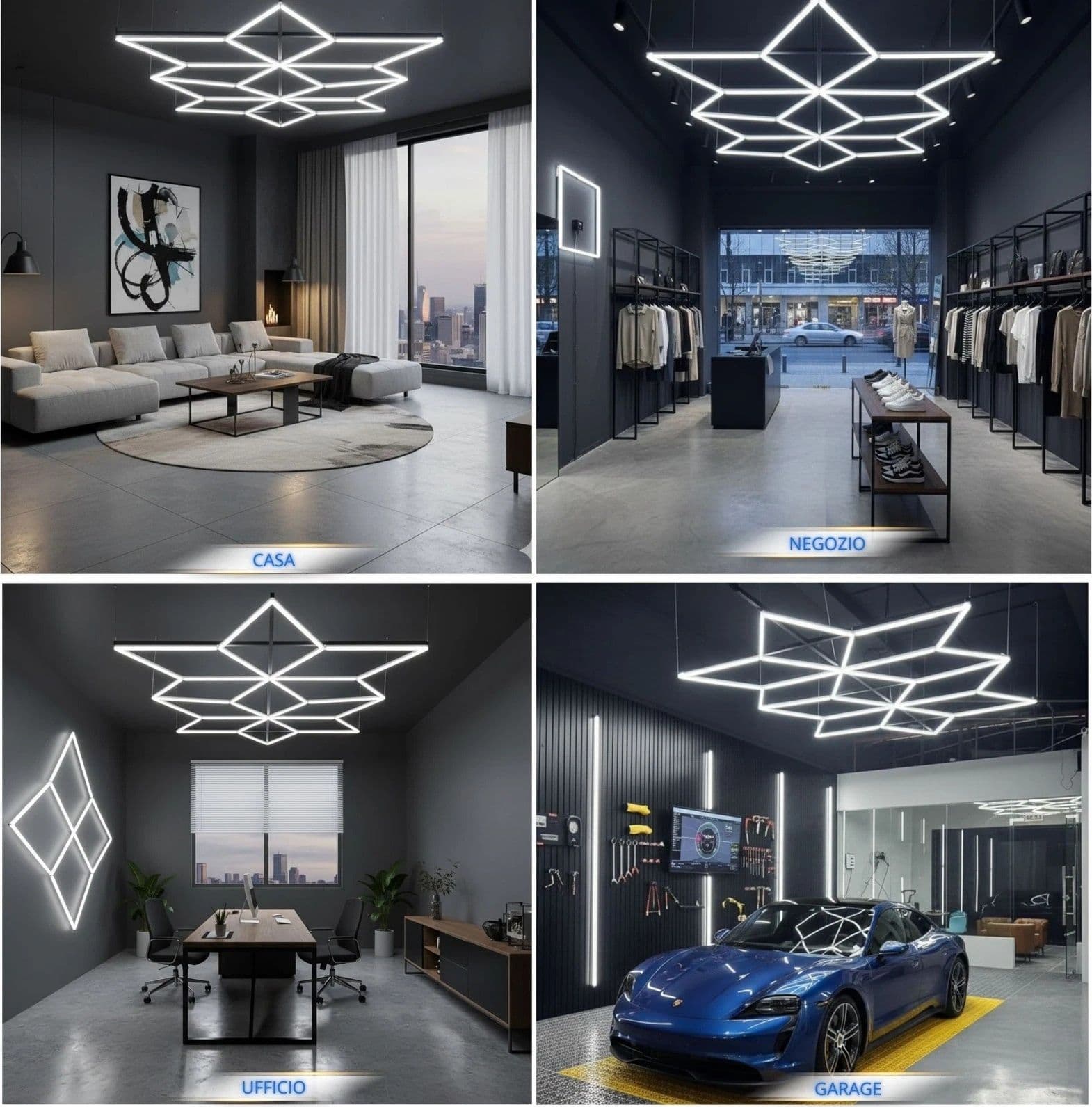 Luci Led Soffitto Poligonali Garage Lampada Diamante 16 Rombi 609w 6500K in prodotto Zencoccostore - Formia, commercioVirtuoso.it