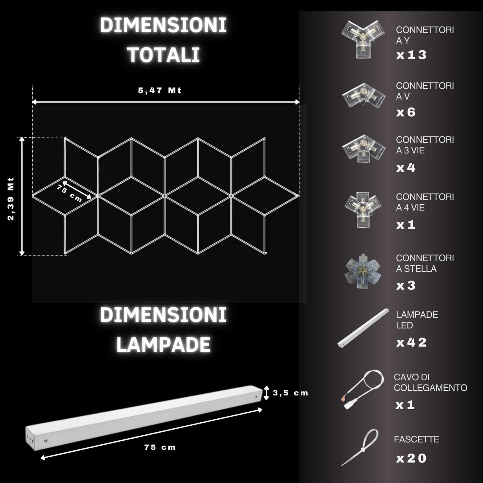 Luci Led Soffitto Poligonali Garage Lampada Diamante 16 Rombi 609w 6500K in prodotto Zencoccostore - Formia, commercioVirtuoso.it