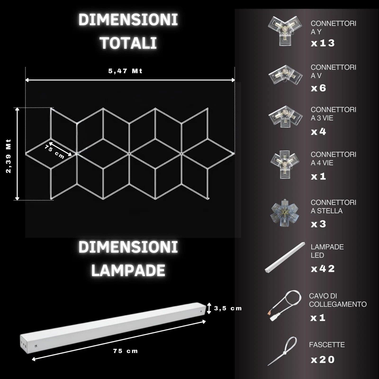 Luci Led Soffitto Poligonali Garage Lampada Diamante 16 Rombi 609w 6500K in prodotto Zencoccostore - Formia, commercioVirtuoso.it