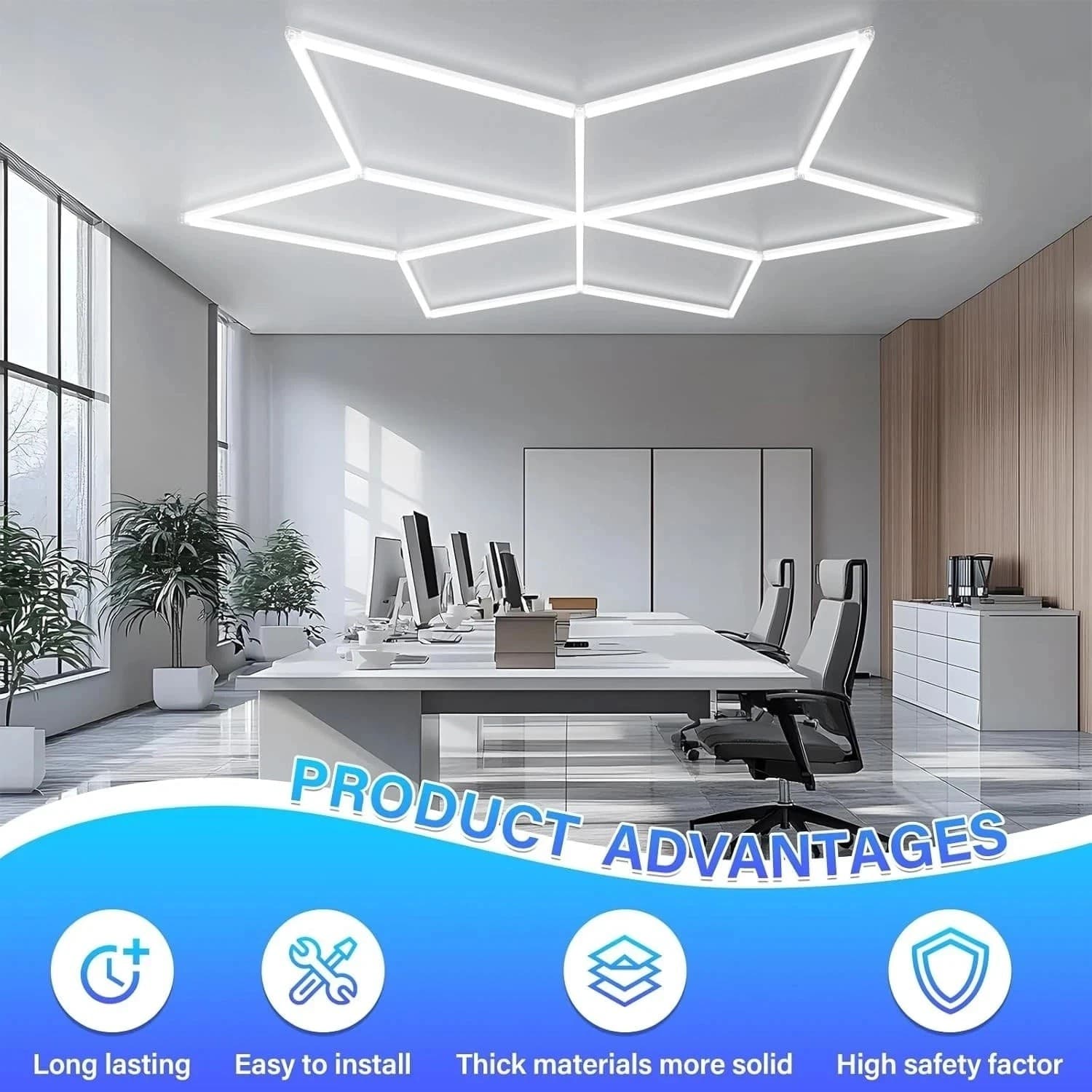 Luci Led Soffitto Poligonali Garage Lampada Stella 6 Rombi 280W 120lm/w luce fredda 6500K in prodotto Zencoccostore - Formia, commercioVirtuoso.it