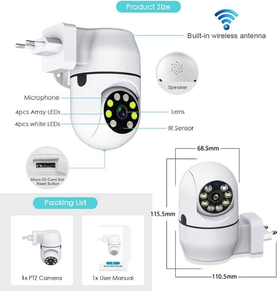TELECAMERA WIRELESS CON SPINA 360° RILEVAMENTO MOVIMENTO TRACCIAMENTO AUTOMATICO in Dom camera Trade Shop italia - Napoli, commercioVirtuoso.it