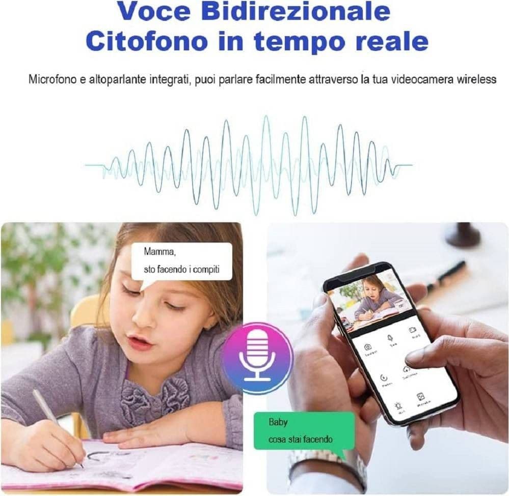 TELECAMERA WIRELESS CON SPINA 360° RILEVAMENTO MOVIMENTO TRACCIAMENTO AUTOMATICO in Dom camera Trade Shop italia - Napoli, commercioVirtuoso.it