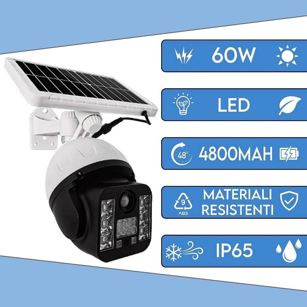TELECAMERA FINTA SICUREZZA LUCE LAMPADA SOLARE CON SENSORE DI MOVIMENTO 60 W LED in Videocamere finte Trade Shop italia - Napoli, commercioVirtuoso.it