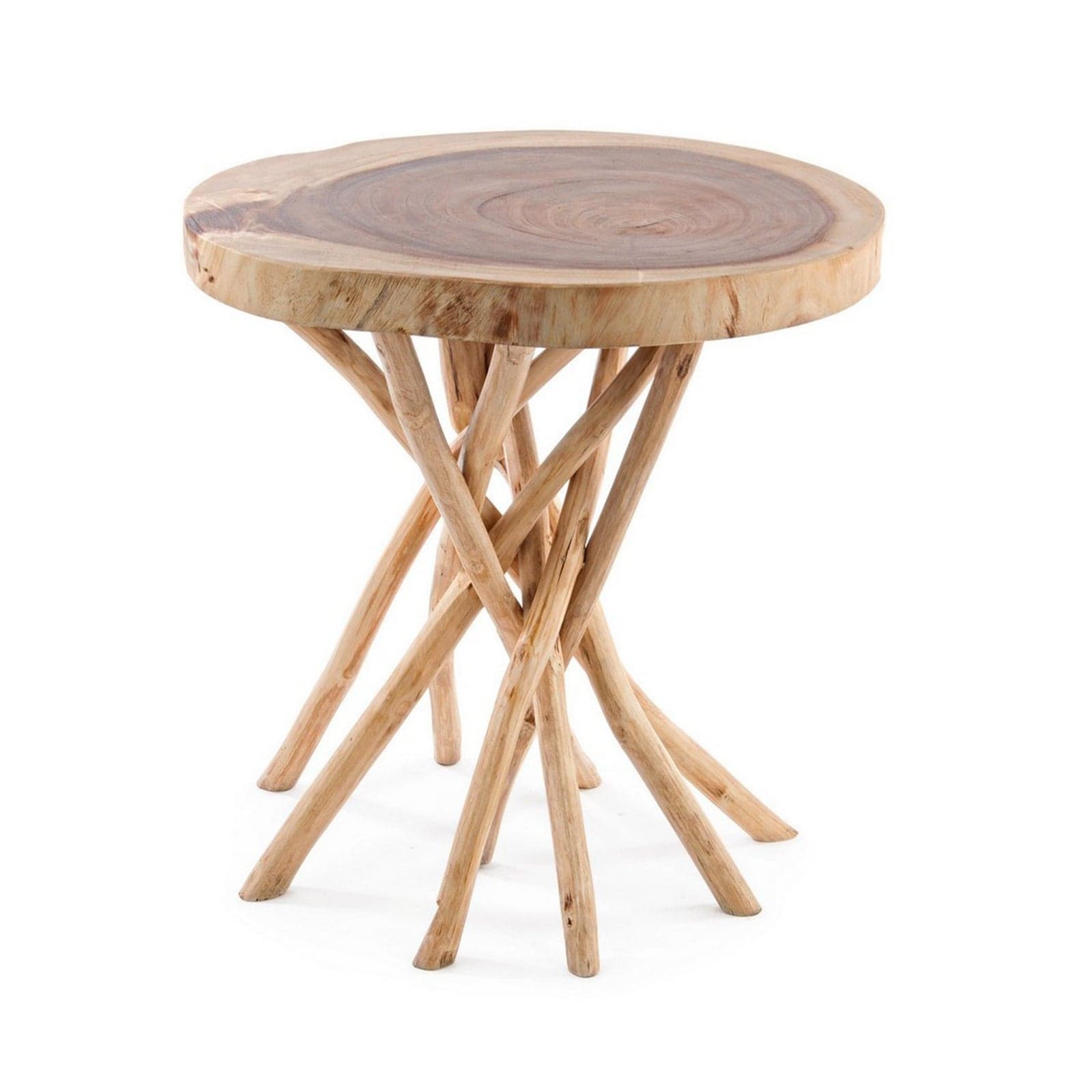 Tavolino "Solidad" gambe con rami di teak e piano in legno mungur per arredamento - 6