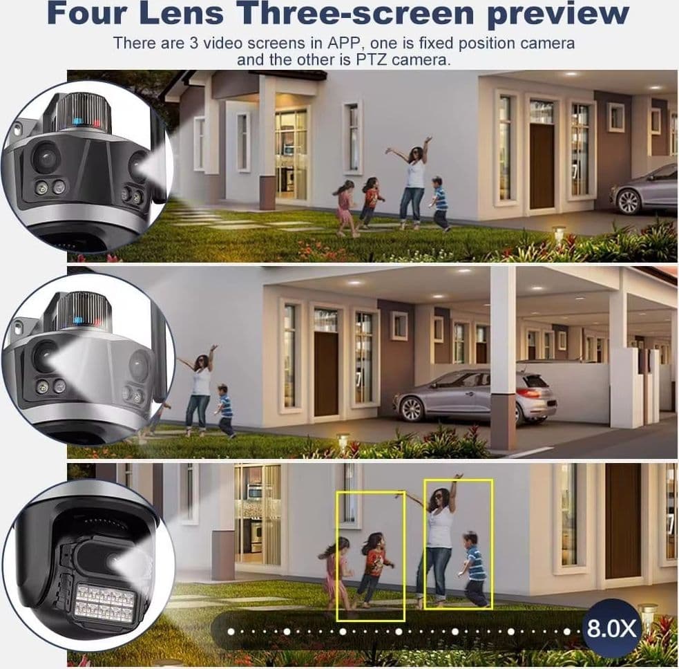 Telecamera PTZ 6K 12MP HD 3 lenti Zoom 8X WiFi Wireless CCTV Video Sorveglianza in prodotto Zencoccostore - Formia, commercioVirtuoso.it