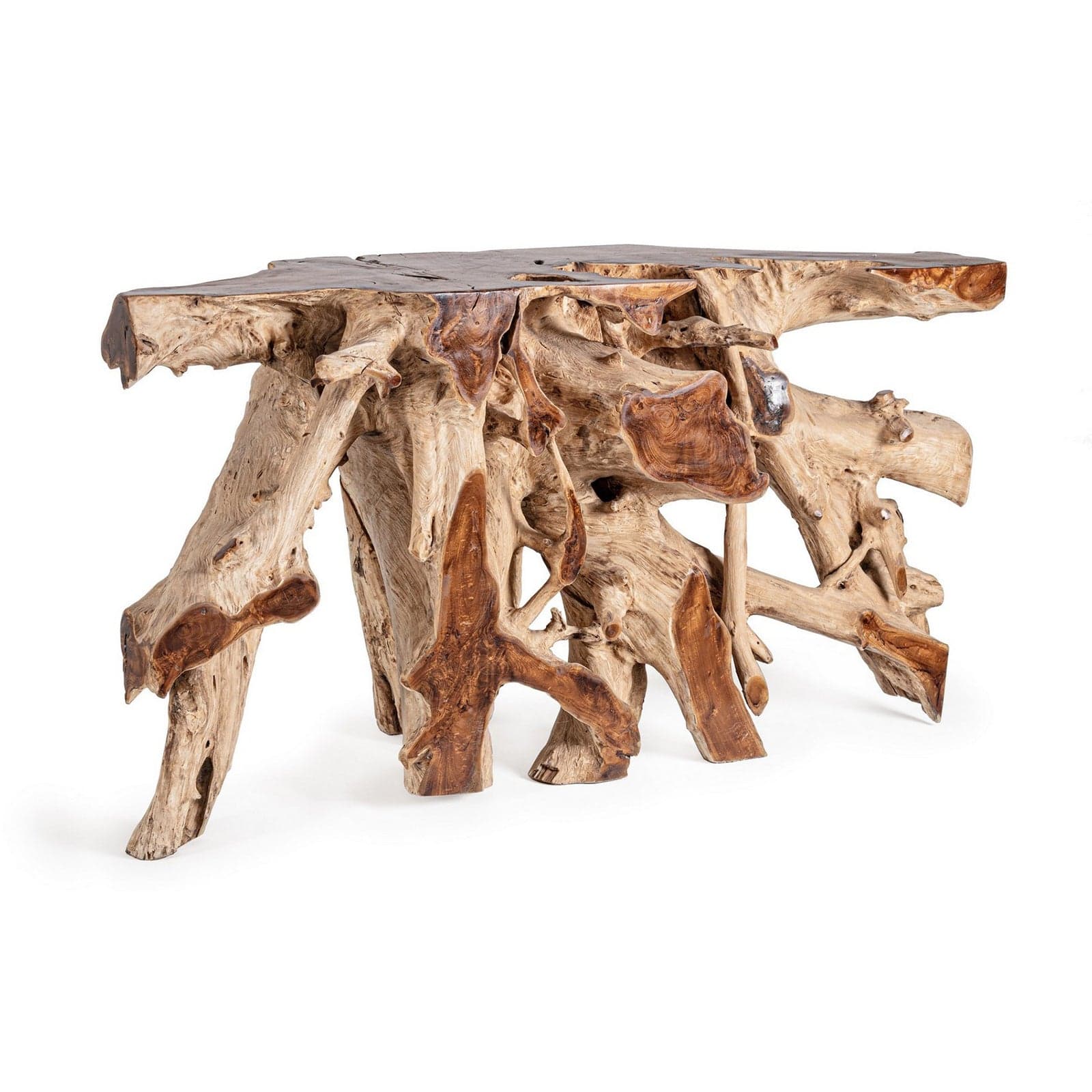 Consolle "Lisandra" struttura in radici di teak originali per decorazioni ambienti - 19