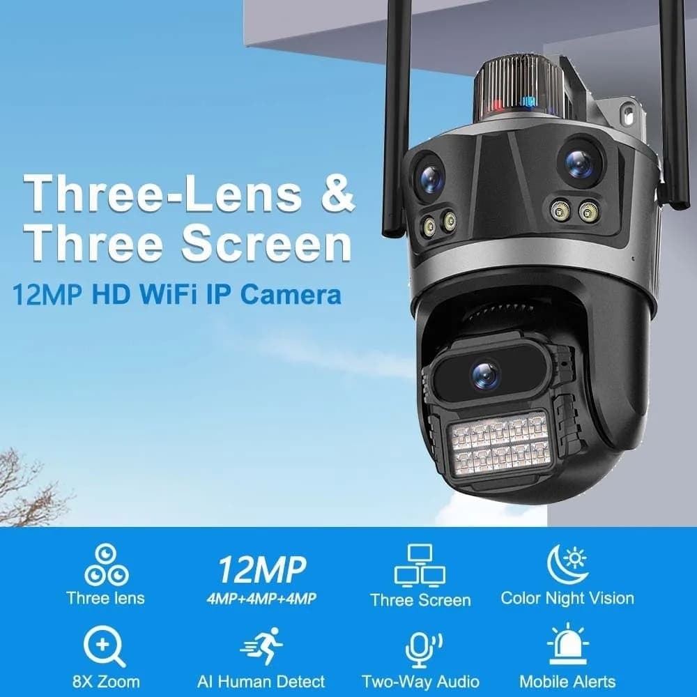 Telecamera PTZ 6K 12MP HD 3 lenti Zoom 8X WiFi Wireless CCTV Video Sorveglianza in prodotto Zencoccostore - Formia, commercioVirtuoso.it