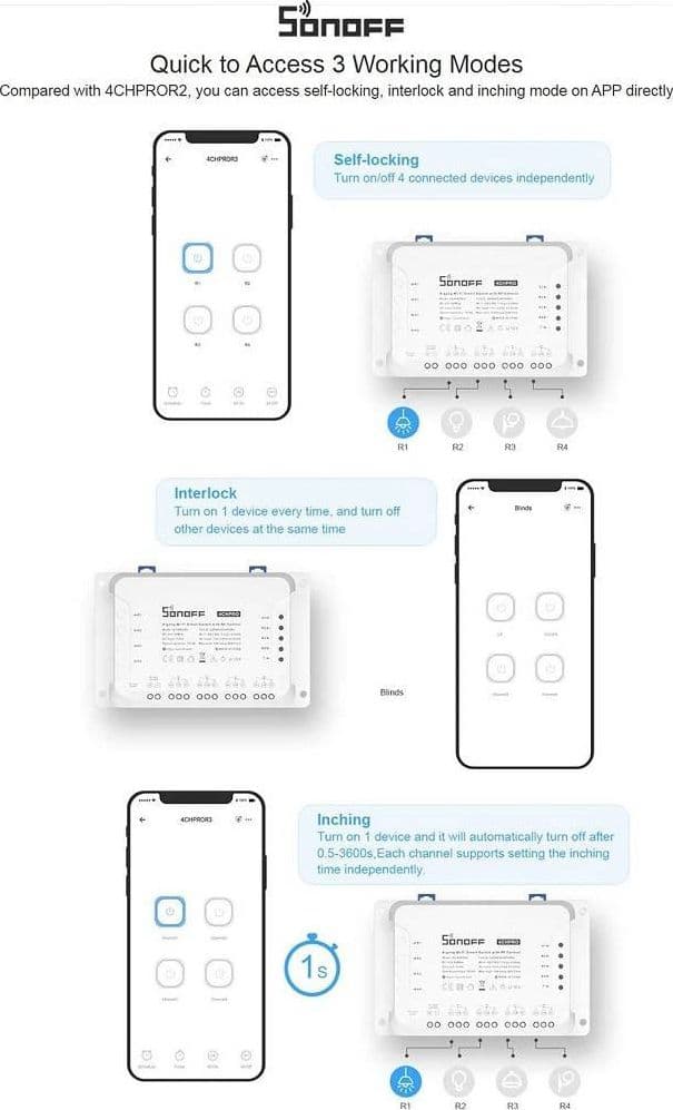 INTERRUTTORE INTELLIGENTE SONOFF 4CHR3 WI-FI SMART SWITCH A 4 CANALI ALEXA GOOGLE in Spine intelligenti e telecomandate Trade Shop italia - Napoli, commercioVirtuoso.it