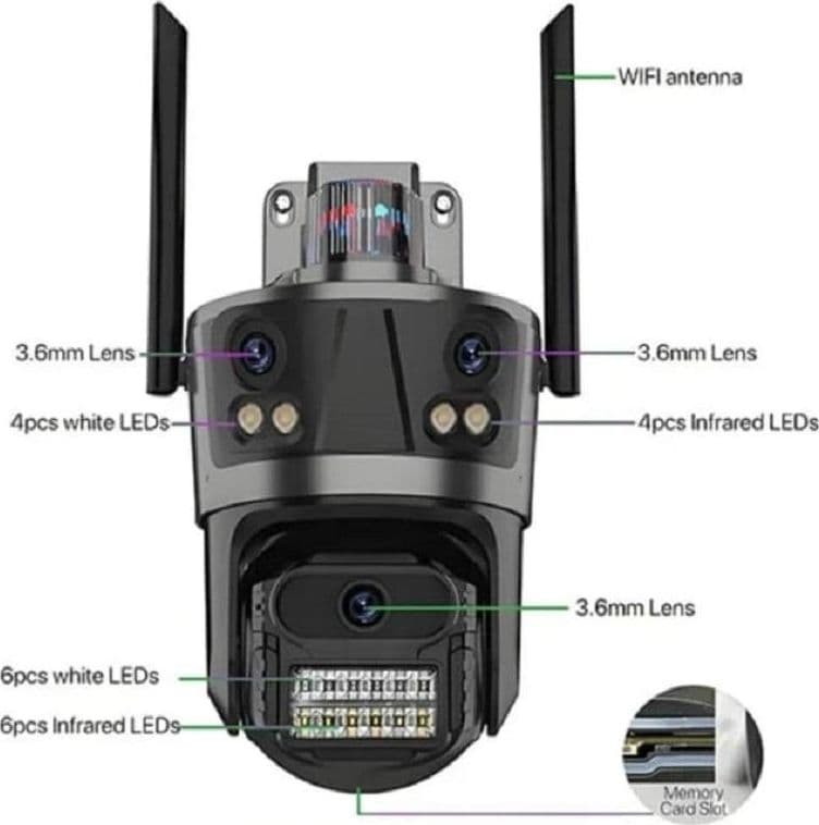 Telecamera PTZ 6K 12MP HD 3 lenti Zoom 8X WiFi Wireless CCTV Video Sorveglianza in prodotto Zencoccostore - Formia, commercioVirtuoso.it