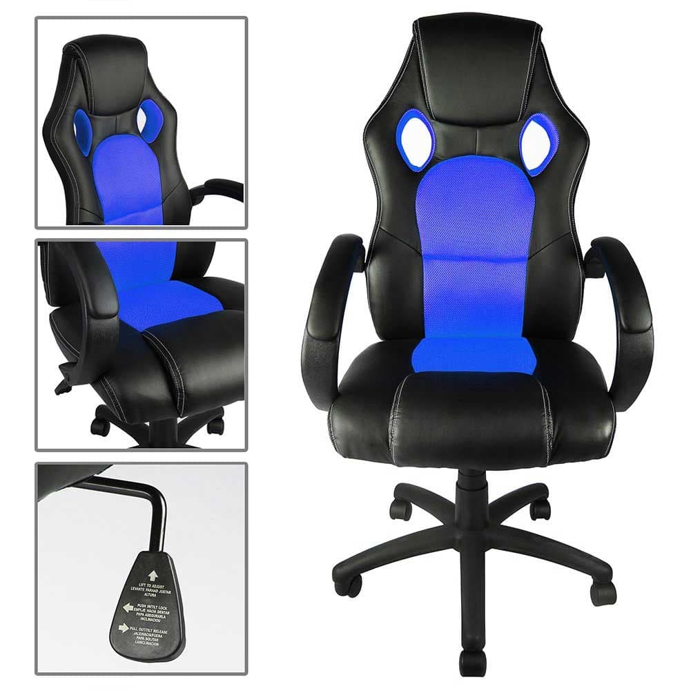Sedia Gaming Poltrona Ufficio Direzionale 5Ruote Girevoli Sportiva Racer Nero Blu in Sedie da scrivania Danyx - Casoria, commercioVirtuoso.it