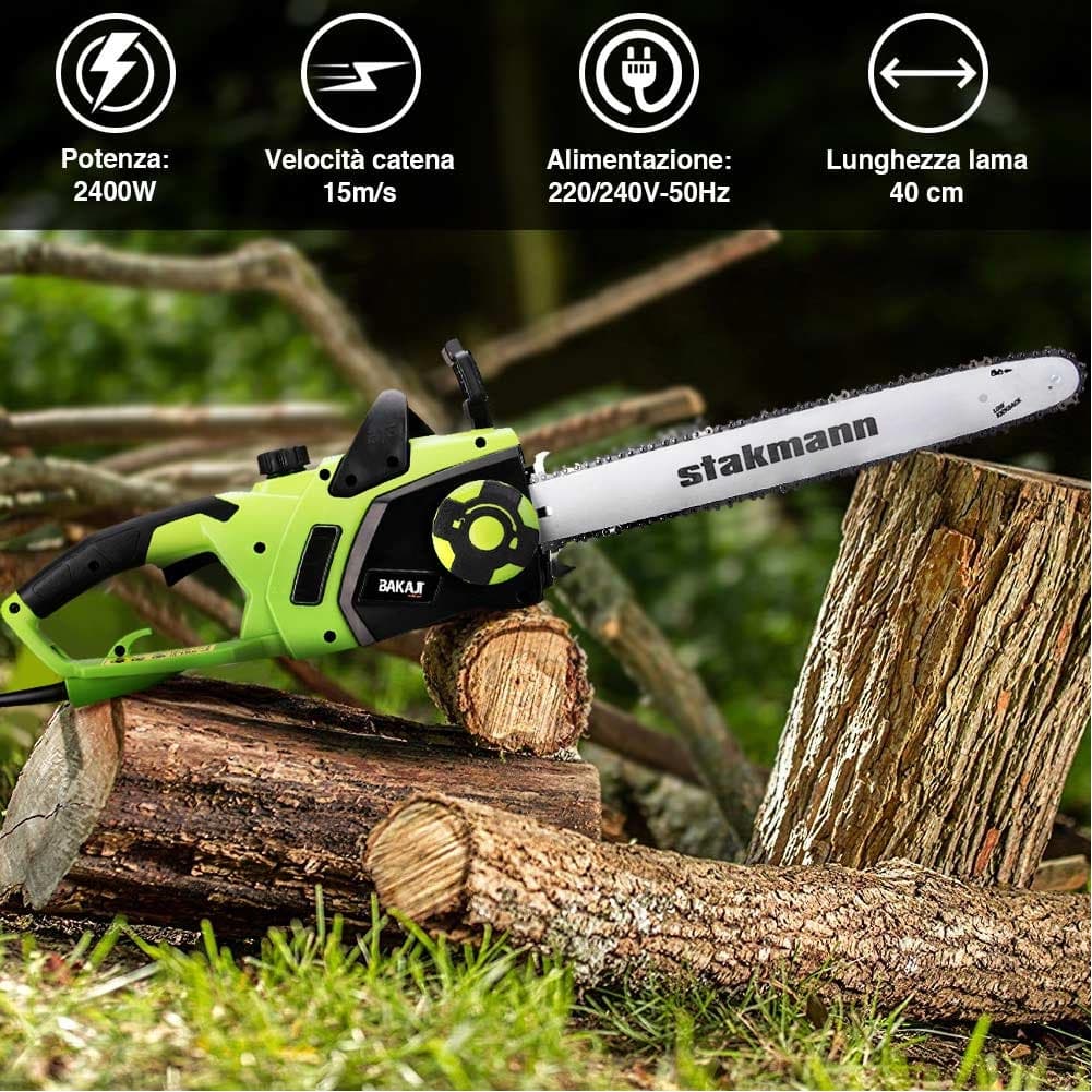 Motosega Elettrica 2400W Sega a Catena Taglio 40cm Legna Rami con Freno e olio in Motoseghe Danyx - Casoria, commercioVirtuoso.it
