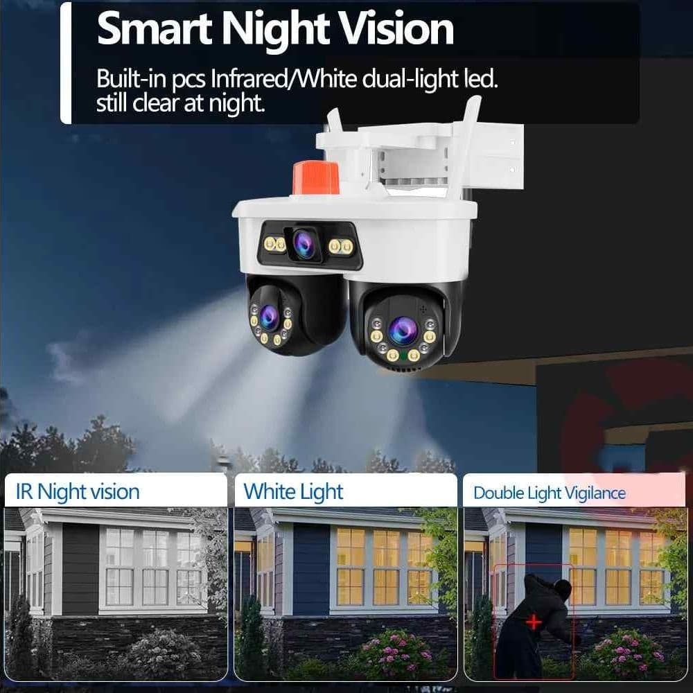 Telecamera wifi 9MP 3 lenti Ip67 IP cam Dual Head PTZ CCTV visione notturna in prodotto Zencoccostore - Formia, commercioVirtuoso.it
