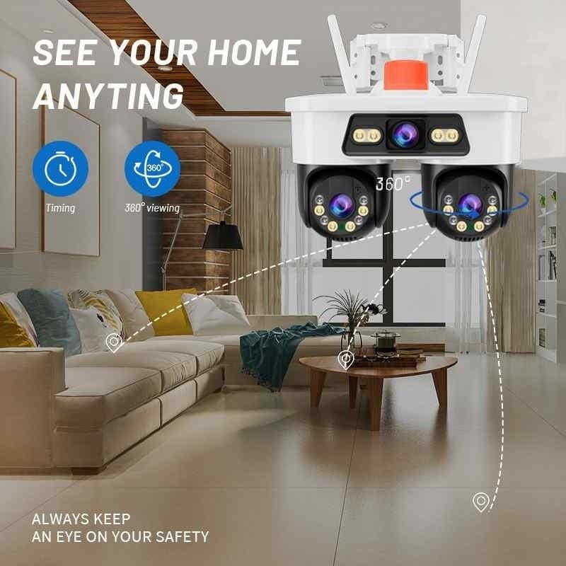 Telecamera wifi 9MP 3 lenti Ip67 IP cam Dual Head PTZ CCTV visione notturna in prodotto Zencoccostore - Formia, commercioVirtuoso.it