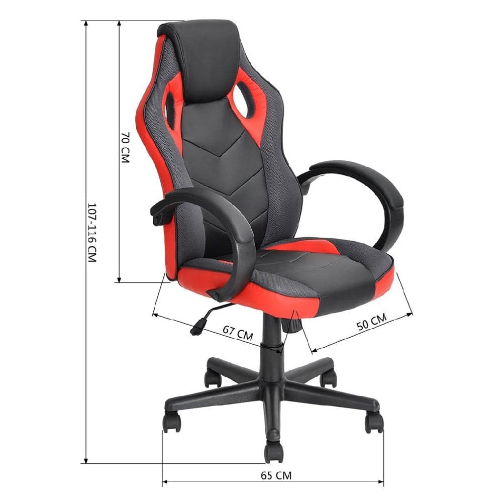 Sedia Gaming Poltrona Ufficio Direzionale 5Ruote Girevoli Sportiva Racer Nero Rosso in Sedie da scrivania Danyx - Casoria, commercioVirtuoso.it