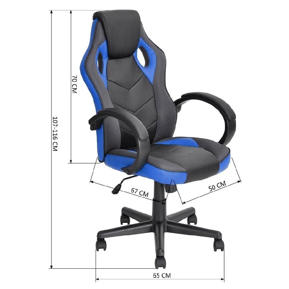 Sedia Gaming Poltrona Ufficio Direzionale 5Ruote Girevoli Sportiva Racer Nero Blu in Sedie da scrivania Danyx - Casoria, commercioVirtuoso.it