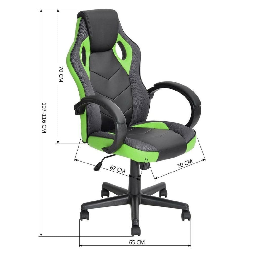 Sedia Gaming Poltrona Ufficio Direzionale 5Ruote Girevoli Sportiva Racer Nero Verde in Sedie da scrivania Danyx - Casoria, commercioVirtuoso.it