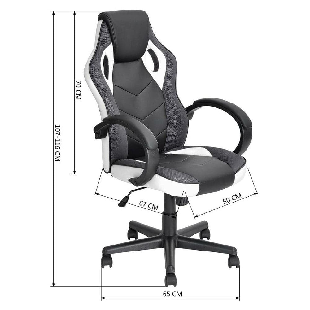 Sedia Gaming Poltrona Ufficio Direzionale 5Ruote Girevoli Sportiva Racer Nero Bianco in Sedie da scrivania Danyx - Casoria, commercioVirtuoso.it