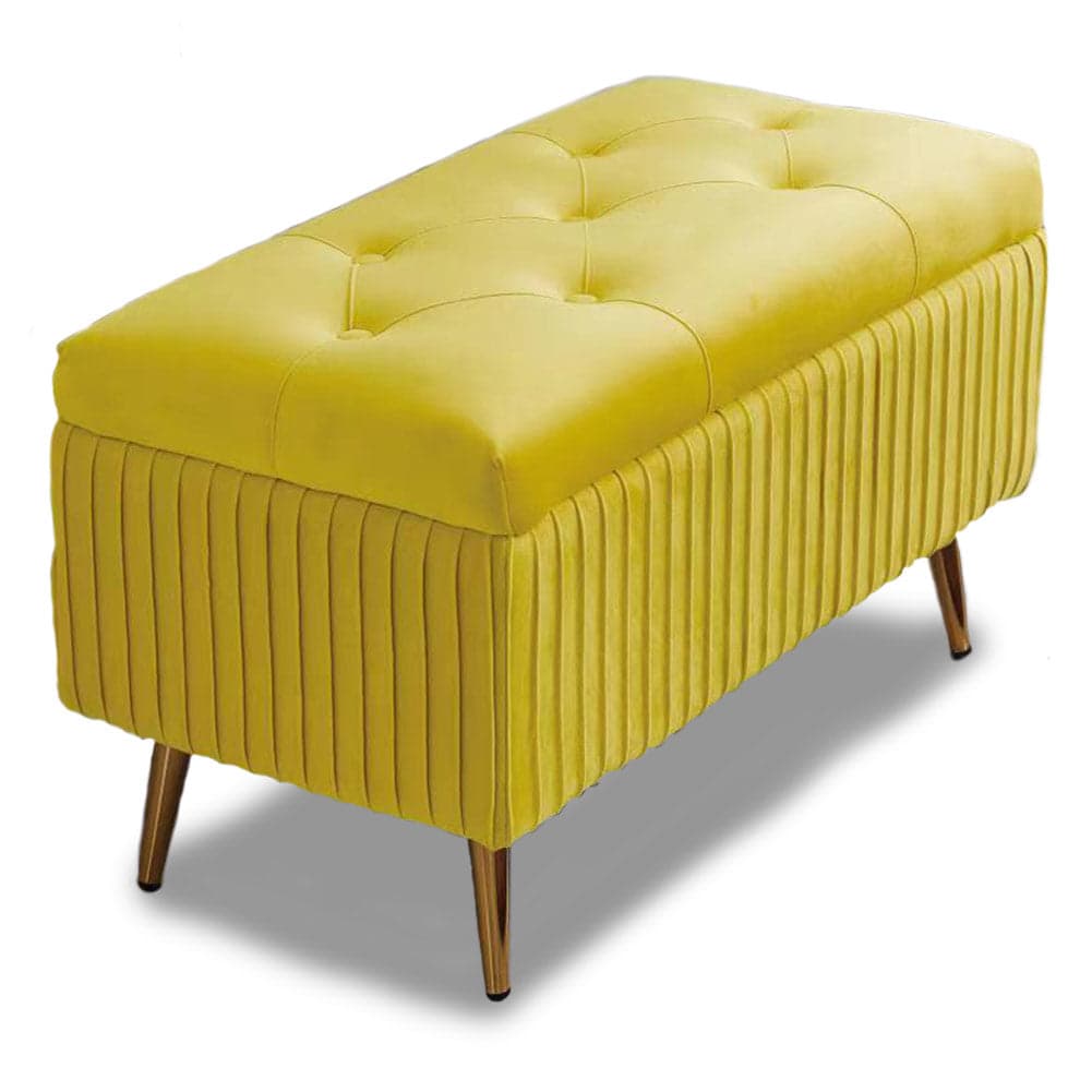 Pouf Contenitore Panca Velluto Rettangolare 80x40x45 cm Seduta Imbottita Ocra in Panche contenitore Danyx - Casoria, commercioVirtuoso.it