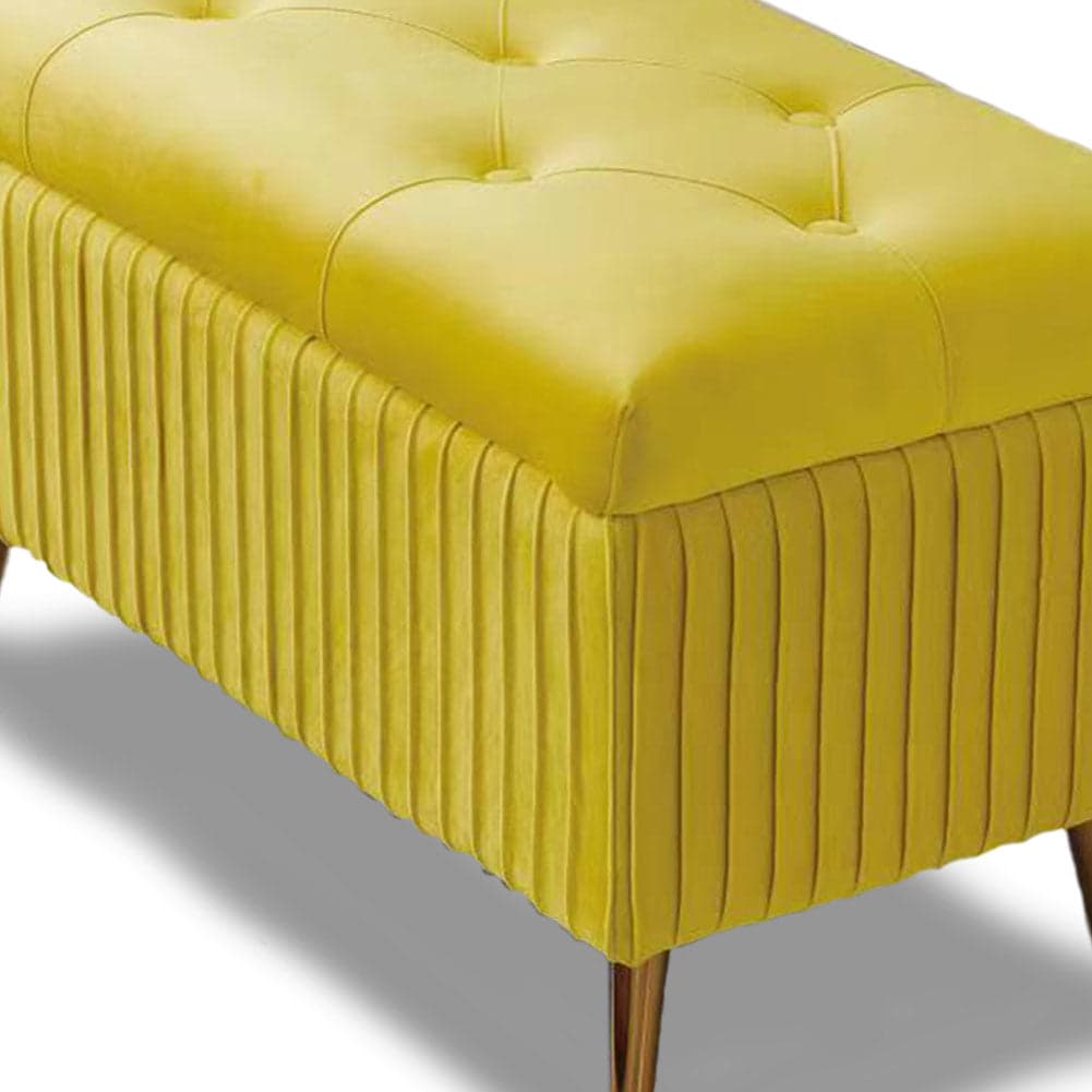 Pouf Contenitore Panca Velluto Rettangolare 80x40x45 cm Seduta Imbottita Ocra in Panche contenitore Danyx - Casoria, commercioVirtuoso.it