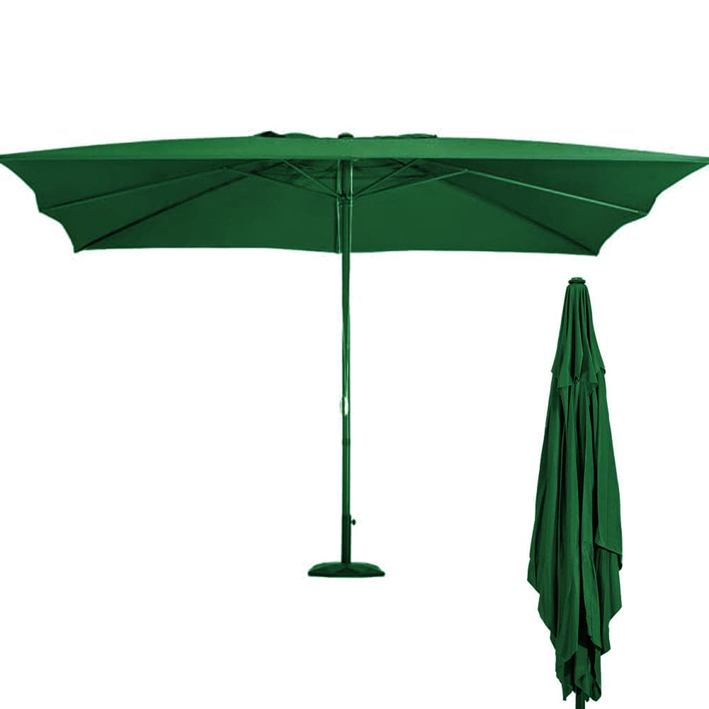 Ombrellone Giardino Palo Centrale 3x3 Metri Full Verde con 6 Stecche da Esterno