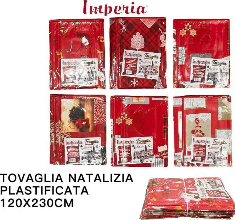 TOVAGLIA COPRITAVOLO NATALE PLASTIFICATA ANTIMACCHIA VARIE FANTASIE MIS. 120*230 in Tovaglie Trade Shop italia - Napoli, commercioVirtuoso.it