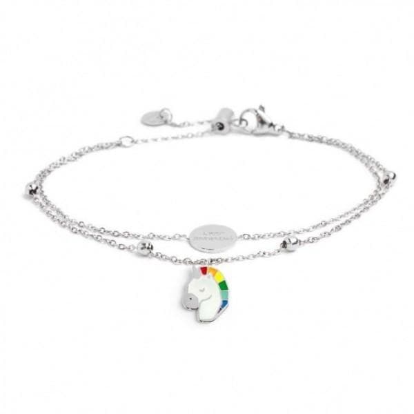 Marlù BRACCIALE CON PENDENTE UNICORNO DOPPIA CATENA ACCIAIO in Bracciali Alba Gioielli - Casoria, commercioVirtuoso.it