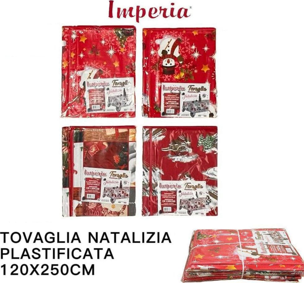 TOVAGLIA COPRITAVOLO NATALE PLASTIFICATA ANTIMACCHIA VARIE FANTASIE MIS. 120*250 in Tovaglie Trade Shop italia - Napoli, commercioVirtuoso.it