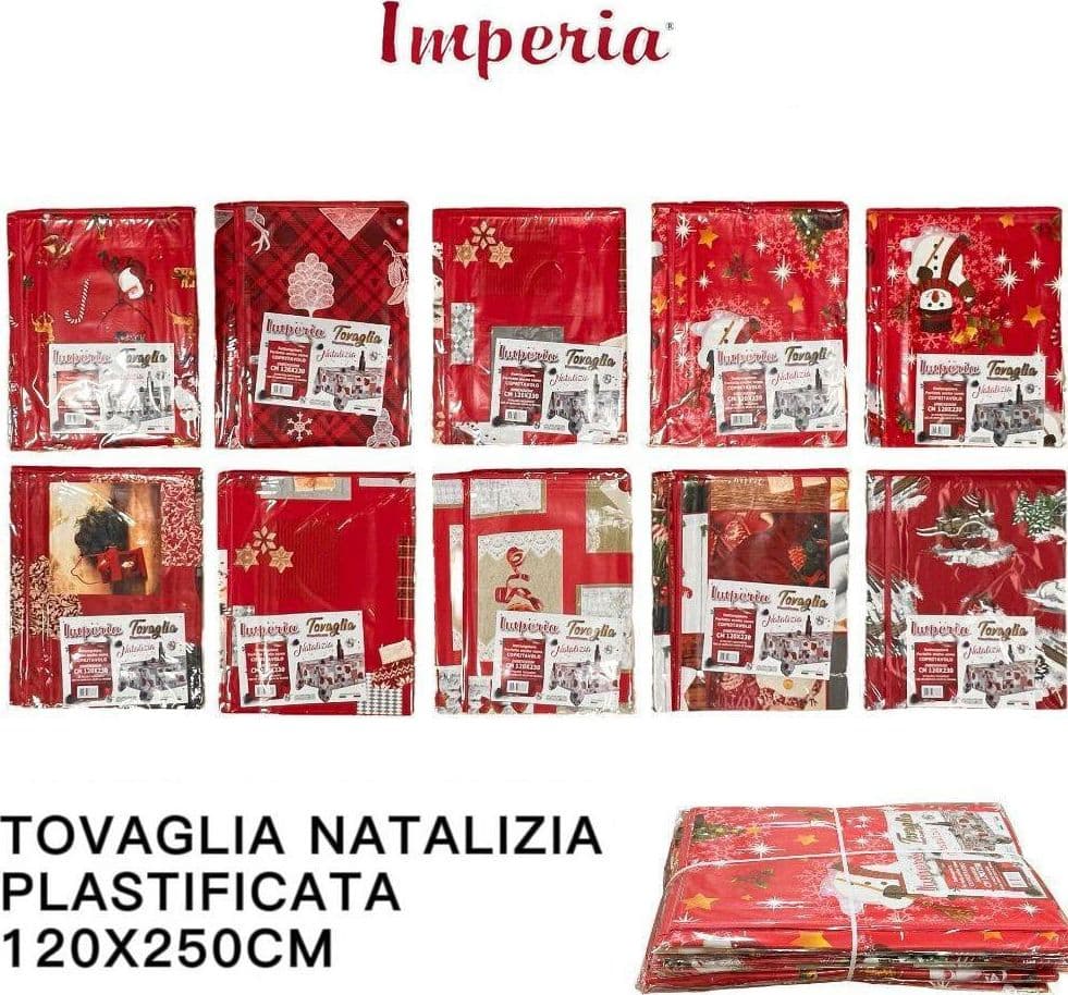 TOVAGLIA COPRITAVOLO NATALE PLASTIFICATA ANTIMACCHIA VARIE FANTASIE MIS. 120*250 in Tovaglie Trade Shop italia - Napoli, commercioVirtuoso.it