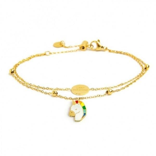 Marlù BRACCIALE CON PENDENTE UNICORNO DOPPIA CATENA PVD ORO in Bracciali Alba Gioielli - Casoria, commercioVirtuoso.it