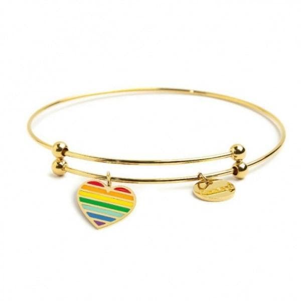 Marlù BRACCIALE RIGIDO CON PENDENTE CUORE ARCOBALENO PVD ORO