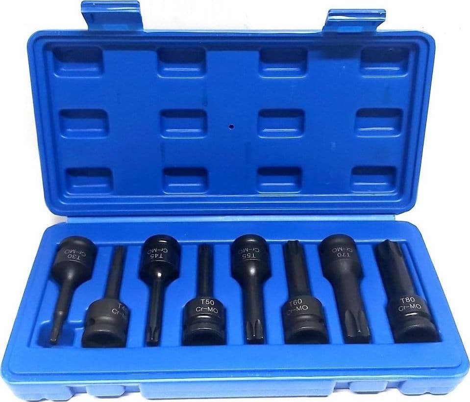 SET 8 PEZZI CHIAVI BUSSOLE TORX ATTACCO 1/2" T30 T80 A IMPATTO LUNGHE 78 MM in Set di attrezzi Trade Shop italia - Napoli, commercioVirtuoso.it