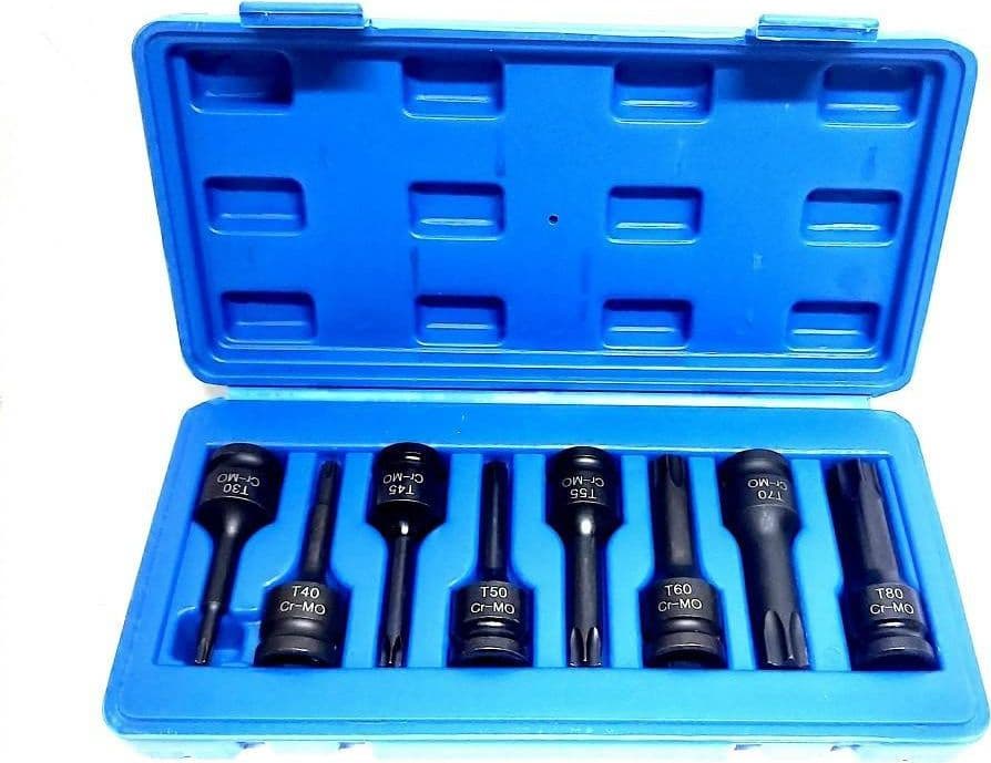 SET 8 PEZZI CHIAVI BUSSOLE TORX ATTACCO 1/2" T30 T80 A IMPATTO LUNGHE 78 MM in Set di attrezzi Trade Shop italia - Napoli, commercioVirtuoso.it
