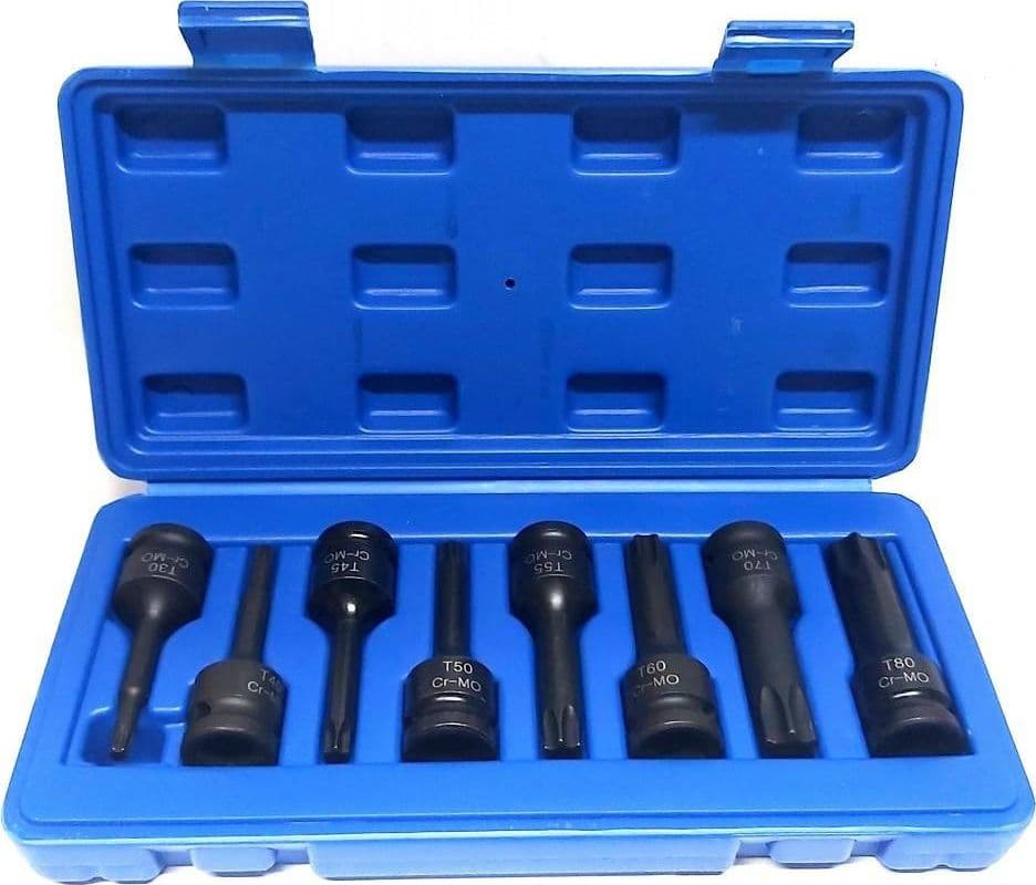 SET 8 PEZZI CHIAVI BUSSOLE TORX ATTACCO 1/2" T30 T80 A IMPATTO LUNGHE 78 MM in Set di attrezzi Trade Shop italia - Napoli, commercioVirtuoso.it