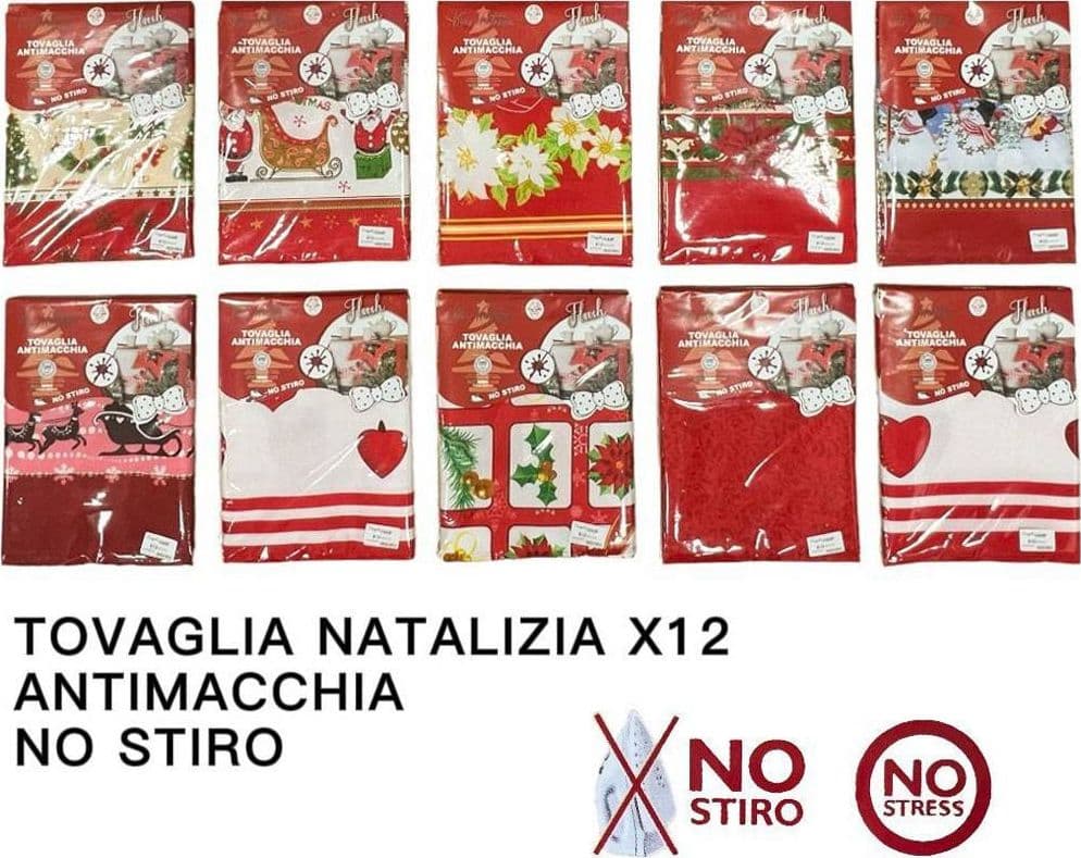 TOVAGLIA NATALIZIA ANTIMACCHIA NO STIRO IMPERMEABILE VARIE FANTASIE 12 POSTI in Tovaglie Trade Shop italia - Napoli, commercioVirtuoso.it