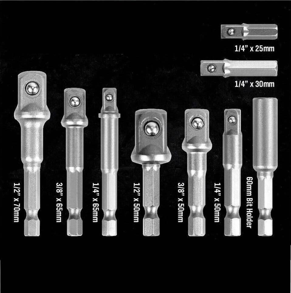 SET 9 PZ ADATTATORI PER BUSSOLA 1/4" 3/8" 1/2" PER AVVITATORE TRAPANO SDY-96032 in prodotto Trade Shop italia - Napoli, commercioVirtuoso.it