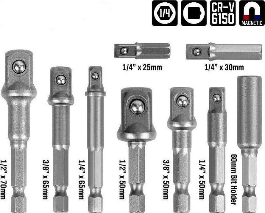SET 9 PZ ADATTATORI PER BUSSOLA 1/4" 3/8" 1/2" PER AVVITATORE TRAPANO SDY-96032 in prodotto Trade Shop italia - Napoli, commercioVirtuoso.it