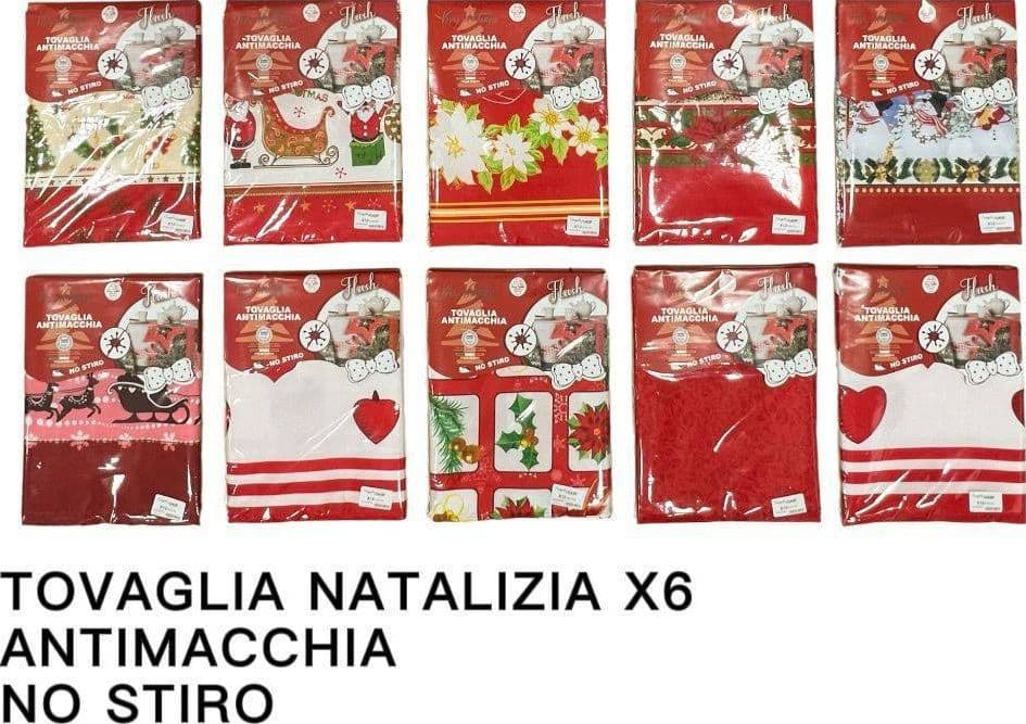 TOVAGLIA NATALIZIA ANTIMACCHIA NO STIRO IMPERMEABILE VARIE FANTASIE 6 POSTI in Tovaglie Trade Shop italia - Napoli, commercioVirtuoso.it