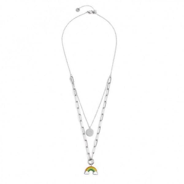 Marlù COLLANA DOPPIA CATENA CON PENDENTE ARCOBALENO ACCIAIO in Collane Alba Gioielli - Casoria, commercioVirtuoso.it
