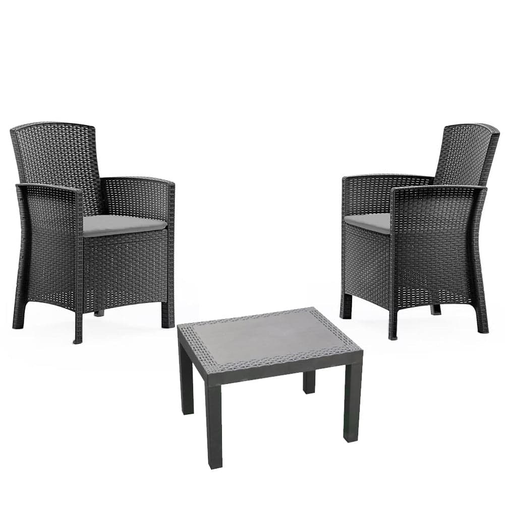 Set salotto da Giardino Forest Made in Italy 2 Poltrone con tavolino Antracite