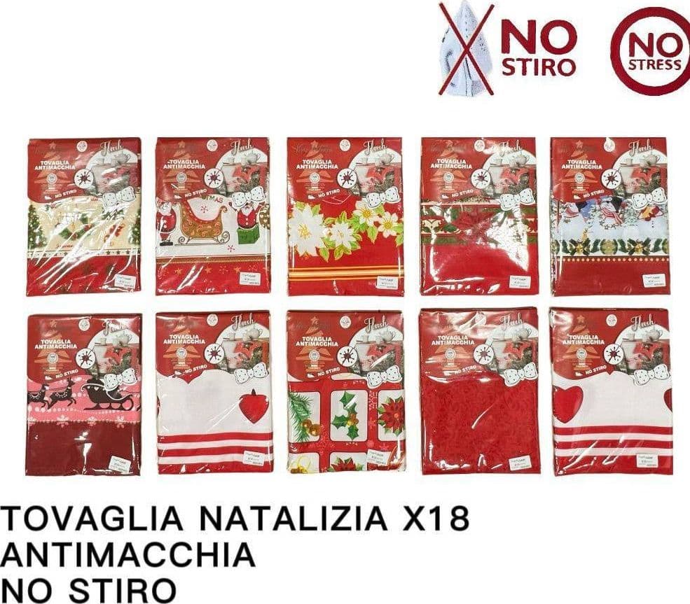 TOVAGLIA NATALIZIA ANTIMACCHIA NO STIRO IMPERMEABILE VARIE FANTASIE 24 POSTI in Tovaglie Trade Shop italia - Napoli, commercioVirtuoso.it