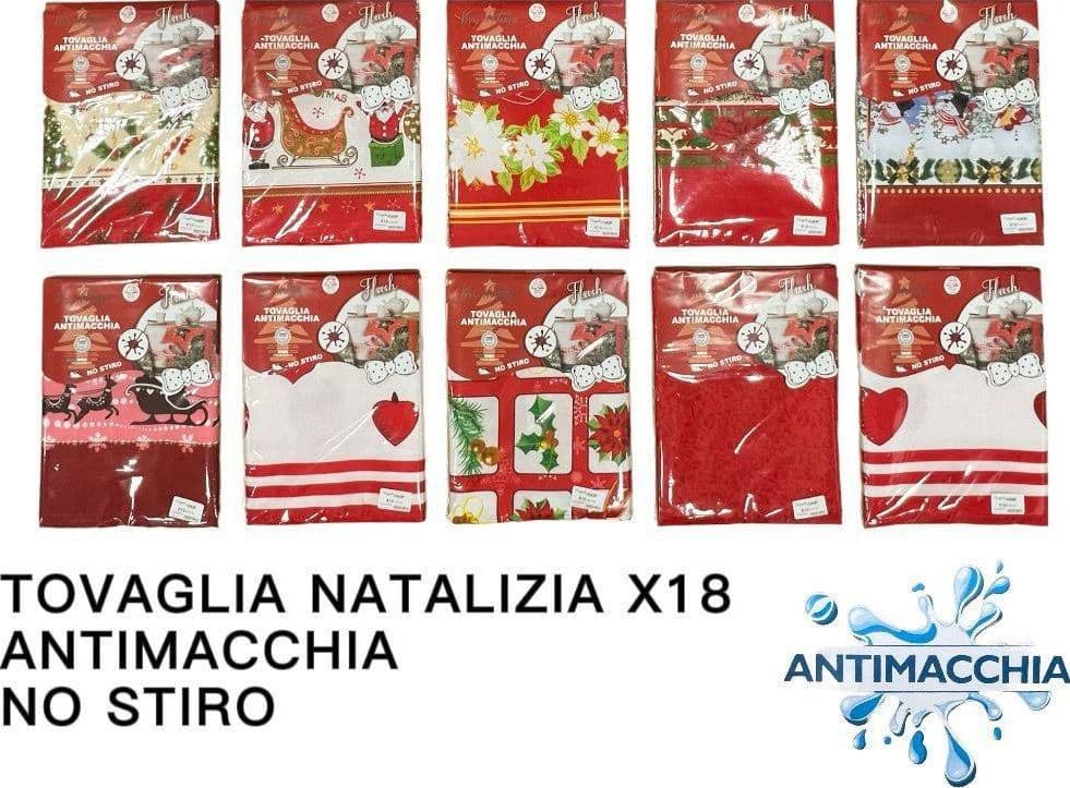 TOVAGLIA NATALIZIA ANTIMACCHIA NO STIRO IMPERMEABILE VARIE FANTASIE 24 POSTI in Tovaglie Trade Shop italia - Napoli, commercioVirtuoso.it